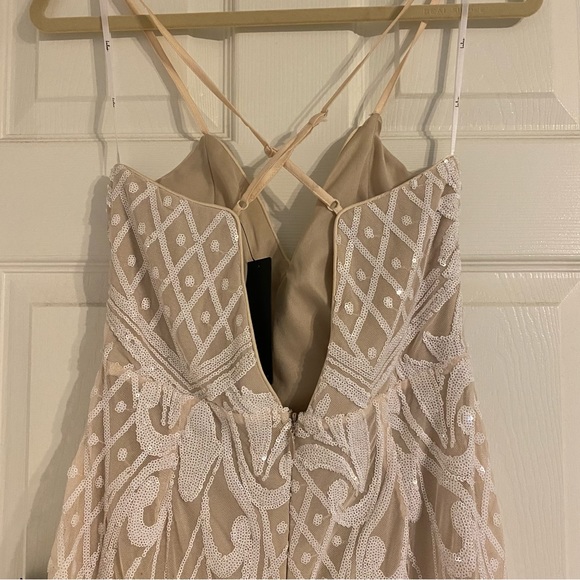 COPY - NWT Lulus Catch a Spark White and Beige Sequin Romper - Picture 6 of 7